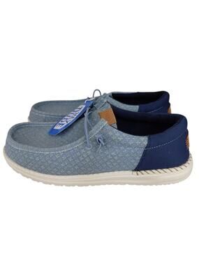 HEYDUDE Men's Wally Funk Block Print Faded Denim Size 12 | Shoes Men's